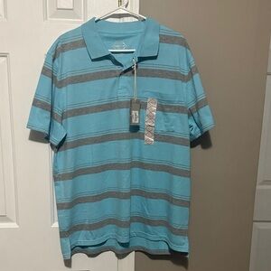 St. John's Bay Light Blue and Gray Striped Polo